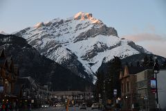 10A Looking Down Banff Avenue With Cascade Mountain Behind At Sunrise In Winter.jpg